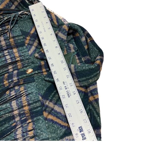 Blank NYC Jacket Women’s XL Green Plaid Shacket Fringe Button Down Pockets - Picture 9 of 16